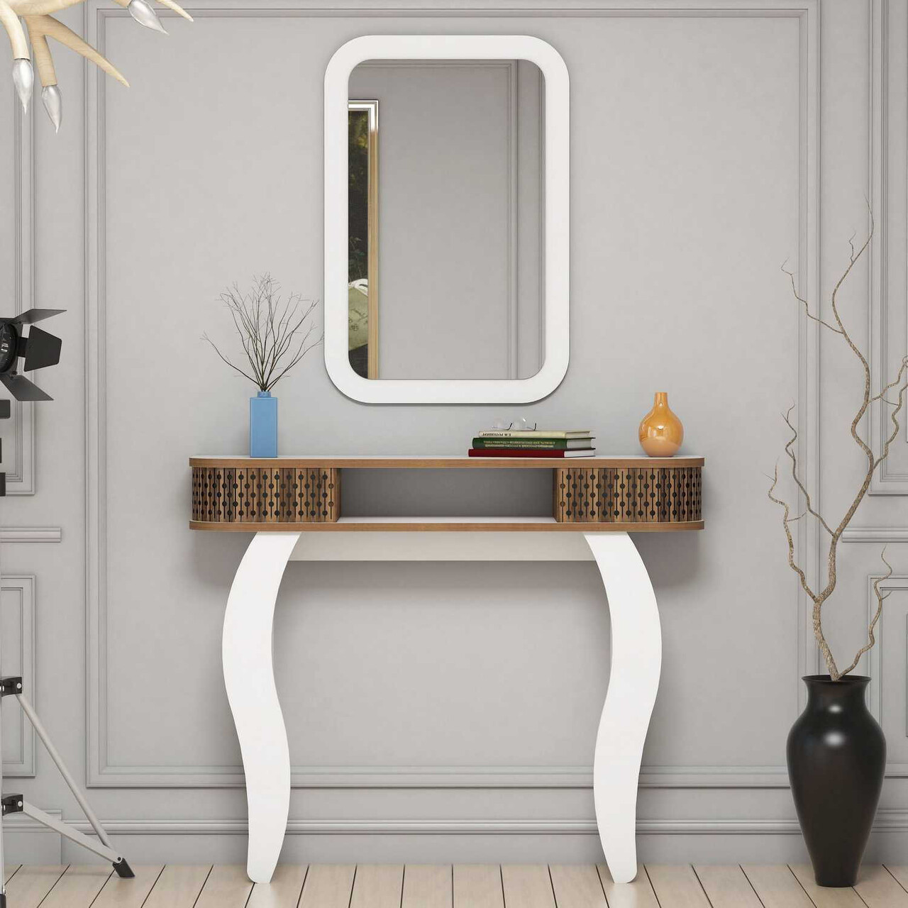 Bufet, Hanah Home, Damla, 105x85x30 cm, Alb - imagine 6